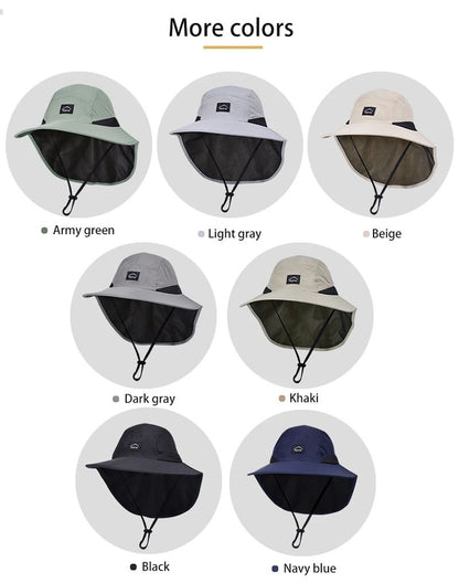 Summer MEN Shawl Fisherman Hat Quick Drying Breathable Sunshade Hat Outdoor Sun Protection Fishing Hat