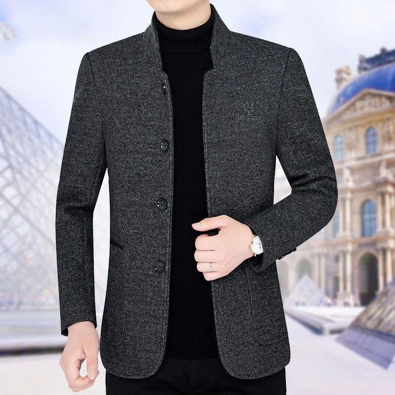 New Men Business Casual Woolen Blazers Jackets Woolen Blends Male Autumn Slim Fit Blazers Coats Mens Clothing