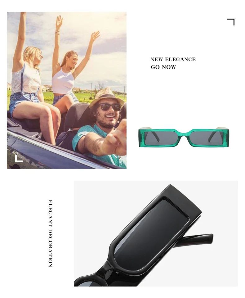 Óculos de Sol Retangulares de Luxo Masculinos Hip Hop Vintage Designer Shades Pretos Pequenos Personalidade UV400