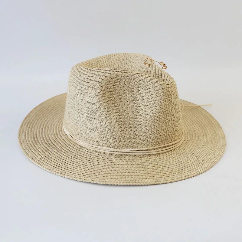 Chapéu de Sol de Verão Grande Feminino Moda Praia Chapéu de Palha Luxo Jazz Top Panamá Feminino 60cm Cabeça Grande