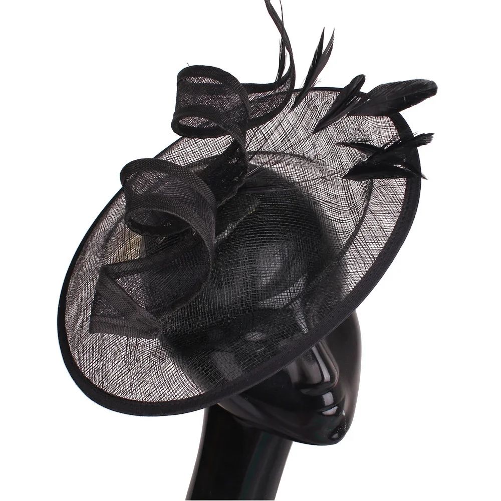 Red Kentucky Derby Fascinator Hat For Women Elegant Flower Sinamay Ladies Hats Wedding Party Cocktail Headwear Female Headbands