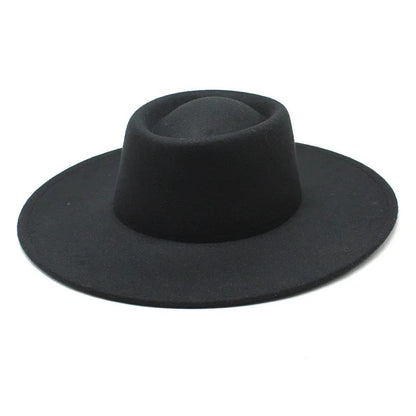 Classic British Style 9.5CM Big Wide Brim Fedora Hat For Women Fashion Autumn Winter Felt Church Hats Wedding Dress Jazz Cap