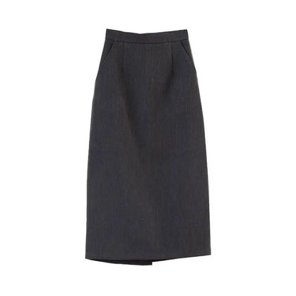 Sweater Coat Skirts 2024 Autumn and Winter New Gray Back Slit Suit Skirt Skirt