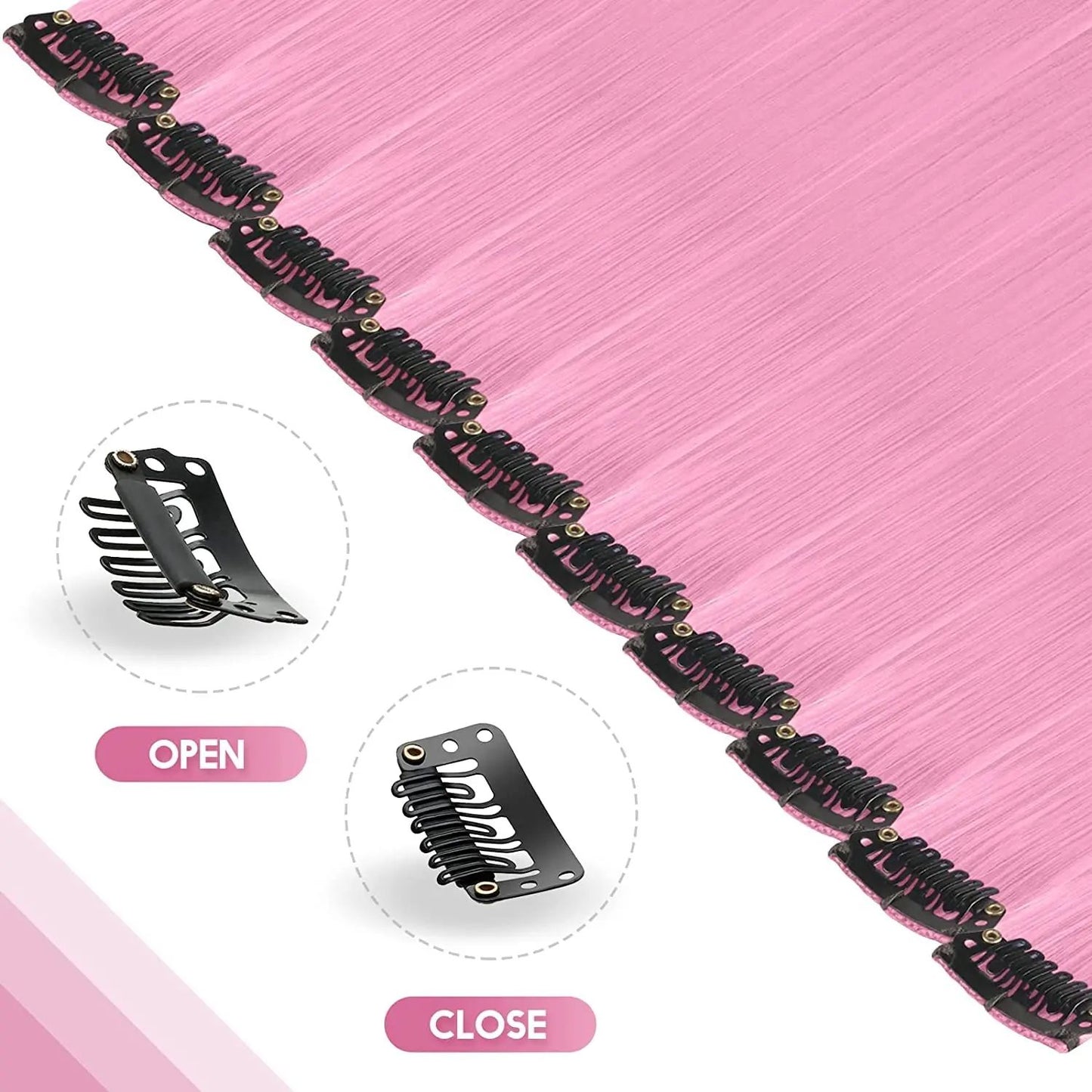 22 Inch Hair Extensions Clip ins, 6/12 Pcs Pink Hair Extensions Colored Hair Extensions  Party Highlights Long synthetic Hair