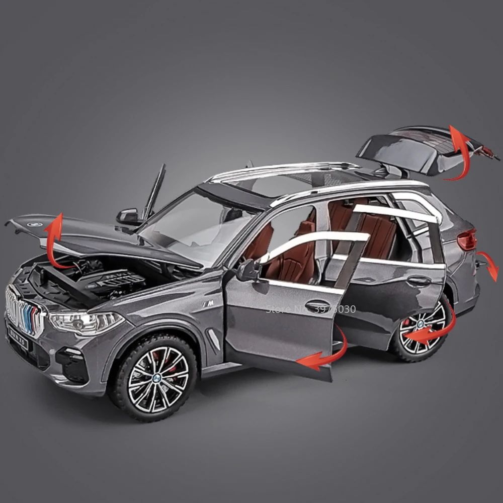 1:24 BMW X5 Modelos Carros em Miniatura SUV 6 Portas Abertas Veículos Pneus de Borracha com Luz de Som Carro Brinquedos Educacionais Infantis