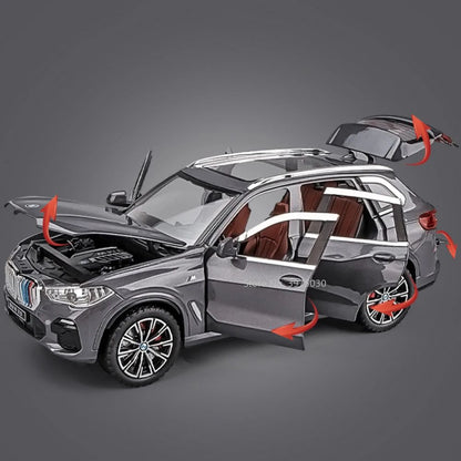 1:24 BMW X5 Modelos Carros em Miniatura SUV 6 Portas Abertas Veículos Pneus de Borracha com Luz de Som Carro Brinquedos Educacionais Infantis