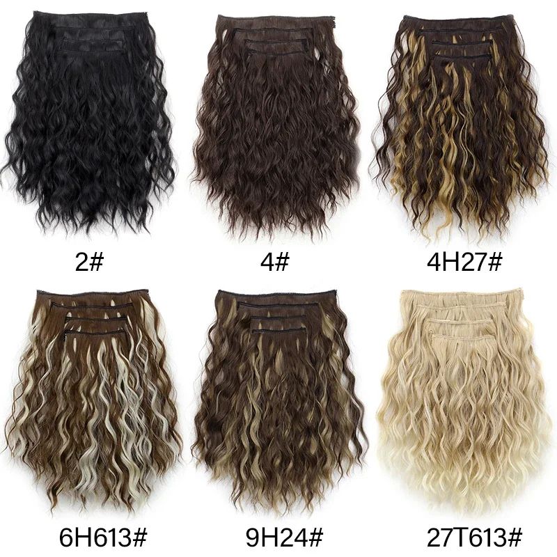 4 peças/conjunto Apliques Sintéticos de Cabelo Curto com Ondas de Água Macios Fofos Cacheados Peruca Acessórios de Cabelo da Moda A