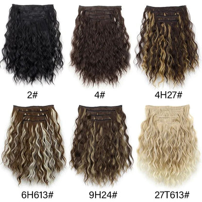 4 peças/conjunto Apliques Sintéticos de Cabelo Curto com Ondas de Água Macios Fofos Cacheados Peruca Acessórios de Cabelo da Moda A