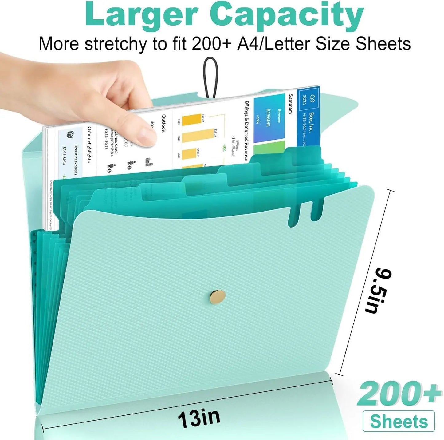 Expandable File Folder, Letter Size Organ Organizer, 5 File Pockets, Portable Organizer for School Office Supplies