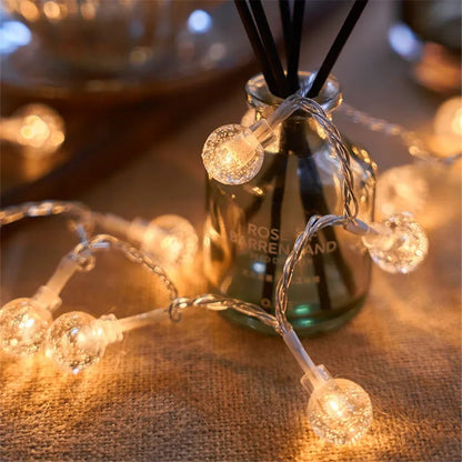 LED Bubble Ball String Lights Golden Glow Battery Operated Indoor Fairy Lights for Wedding Holidays New Year 2026 Decorations