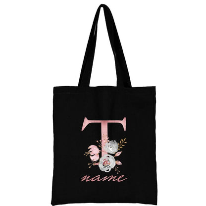 Custom Free Name Canvas Bags Women Shoulder Bag Handbags Pink Letter Beach Bags Tote Casual Woman Grocery Eco Shopping Bag