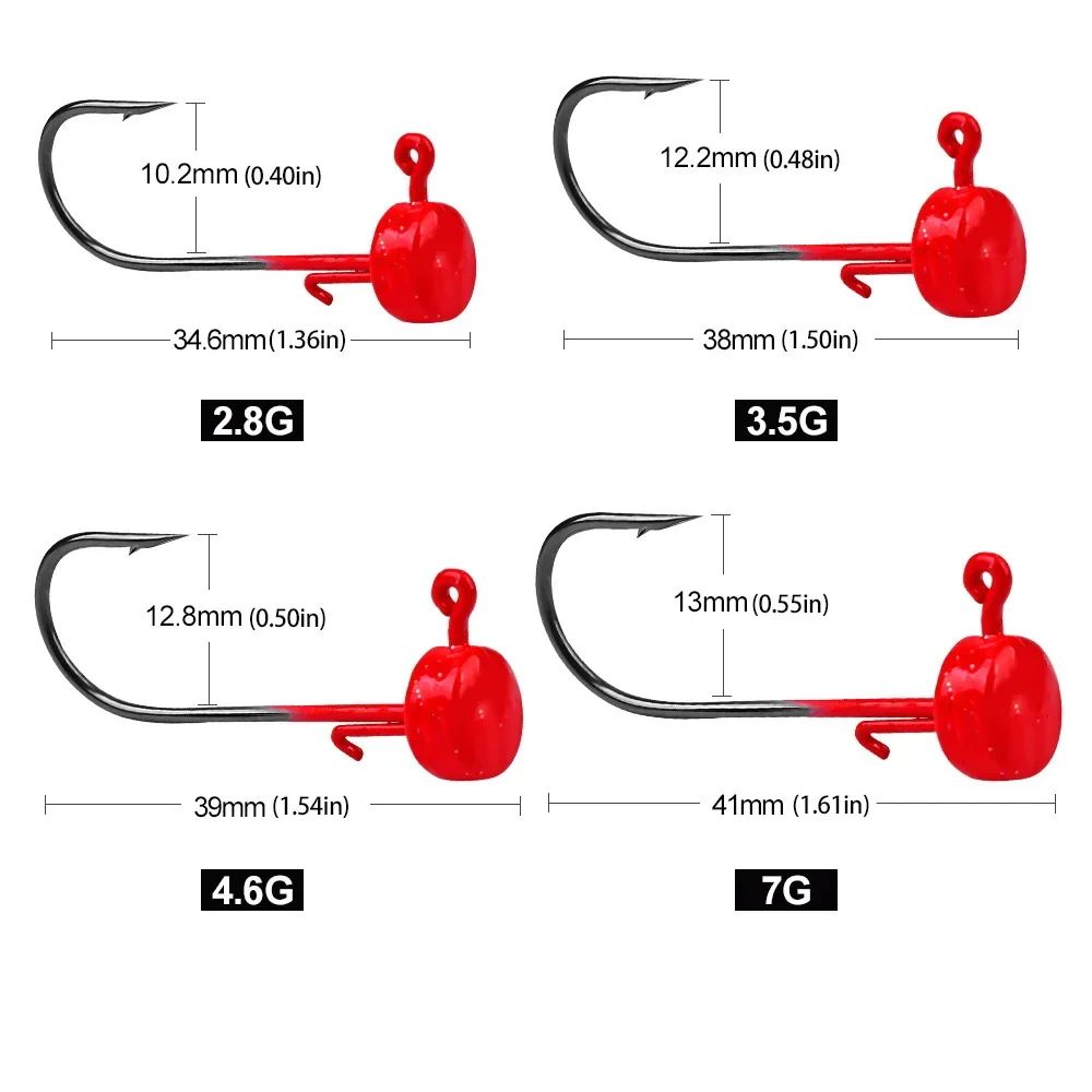 5pcs Anzóis de Pesca 2.8g 3.5g 4.6g 7g Ned Mushroom Head Jig Anzol Afiado com Barba para Iscas de Silicone Ferramentas de Pesca Jigging