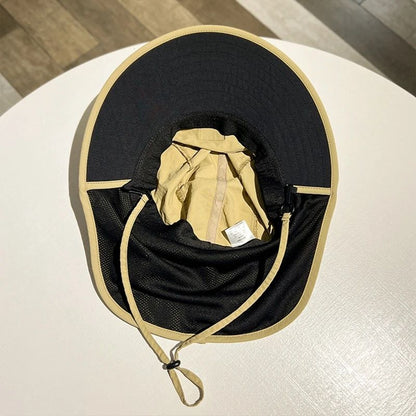 1 Boné Bucket Aba Larga com Proteção de Pescoço Impermeável e Secagem Rápida Panama para Mulheres Homens Pesca Acampamento Caminhada Viagem Outono