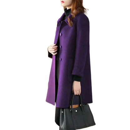 Fashionable Age-Reducing Double-Sided Woolen Coat Medium-Length 2024 Spring New Loose-Fit Slimming Woolen Jacket For Women