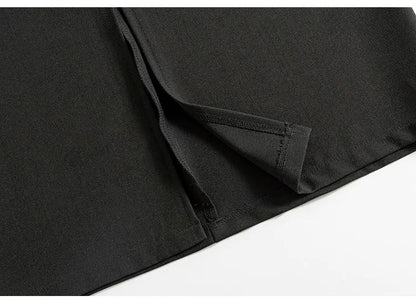 Grey High-waisted A- line Skirt Half Dress Petite Long Dress Autumn/winter For Women Side Slit Workwear