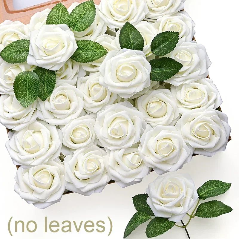 30/10PCS Artificial Foam Rose Flower Heads Bride Bouquet Flower for Home Wedding Party Table Decoration DIY Scrapbook Supplies