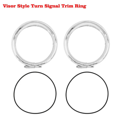 Anel de Acabamento Cromado do Farol de 7'' para Motocicleta + Capa de Luz de Neblina de 4,5'' + Anel de Acabamento do Sinal de Direção Estilo Viseira para Harley Touring FLH Softail