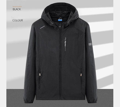 UPF50+ Summer Outdoor Quick Dry Sun-Protective Thin Jacket Men Hiking Fishing Cycling Hooded Gym Sport Ultra Light Windbreaker