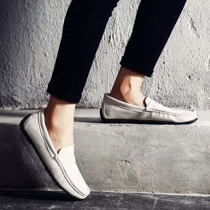 High Quality Leather Men Loafers  Slip on Mens Casual Shoes Fashion Flats Male Driving Shoes Moccasins Ten Colors Size 38-47