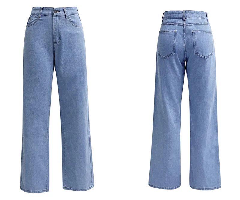 High Waist Straight Leg Jeans for Women New Style Cross-Border High Waist Slim Fit Long Jeans Trendy Women's Denim Pants