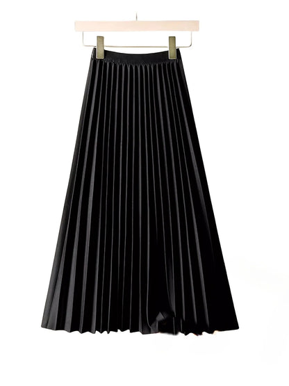 Ladies Fashion Casual Long Skirt Elegant Vintage Pleated Skirts Women Temperament Party Wear Faldas Woman Clothing Streetwear
