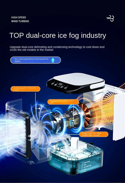 Ar Condicionado de Mesa Portátil Ventilador Pulverizador Duplo Atomização Ultrassônica 3 Velocidades Mudo Refrigerador de Ar Luz Noturna Ventilador Elétrico para Casa