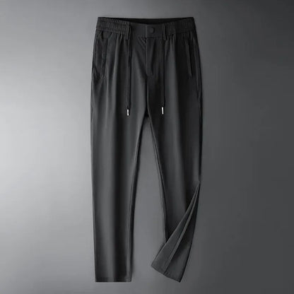 TFETTERS Brand Summer Men Pants New Elastic Waist Casual Solid Color Pants Ice Silk Thin Straight Breathable Loose Sweatpant Men