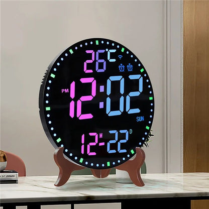RGB LED Digital Wall Clocks Intelligent Wifi App Control Temperature Date Week Display Multi-functional Electronic Alarm Clock