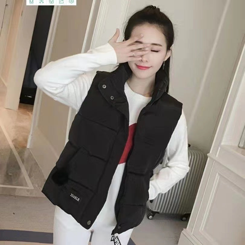 2024 New Autumn Winter Solid Loose Vest Women Down Cotton Vest Female Warm Sleeveless Short Coat Jacket Windproof Warm Waistcoat