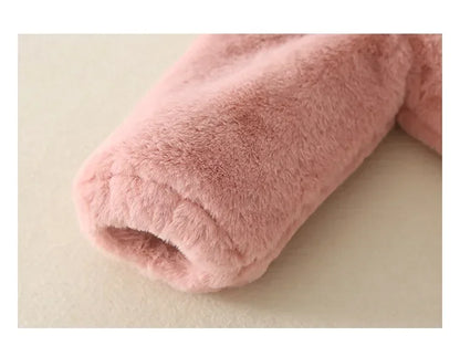 Baby Rompers Winter Warm Coral Fleece Newborn Baby Girl Clothes Cartoon Rabbit Coats Infant Jumpsuit Animal Overalls Pajamas