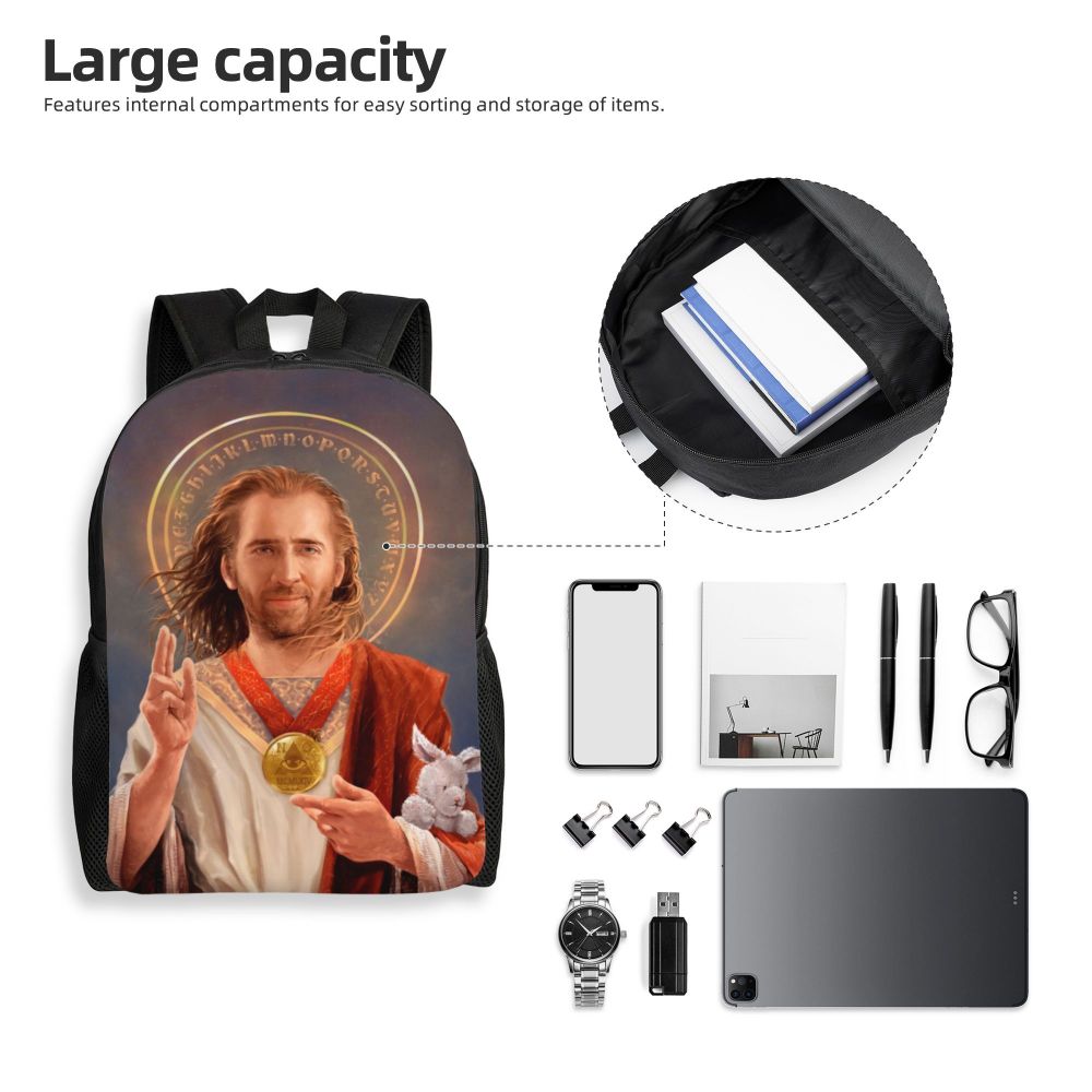 Custom Nicolas Cage Meme Laptop Backpack Women Men Basic Bookbag for College School Student Funny Bags