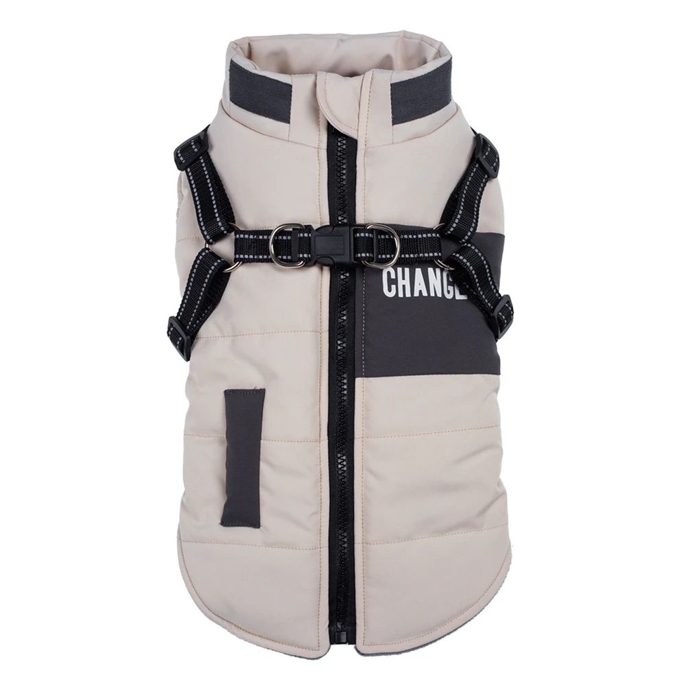 Casaco Quebra-Vento para Cães com Colete e Dois Anéis em D Jaqueta para Cães Casaco com Capuz Quente Roupa Quente para Cães
