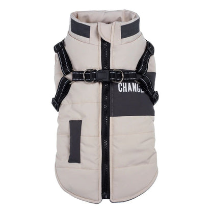 Casaco Quebra-Vento para Cães com Colete e Dois Anéis em D Jaqueta para Cães Casaco com Capuz Quente Roupa Quente para Cães