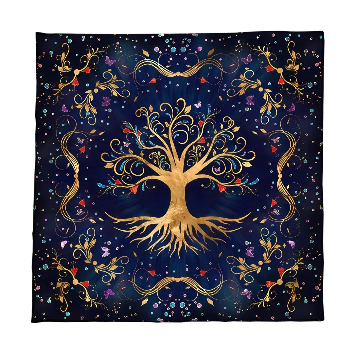 Colorful Tree Of Life Tarot Card Tablecloth Altar Cloth Pagan Pendulum Witchcraft Astrology Oracle Card Pad Divination Tools