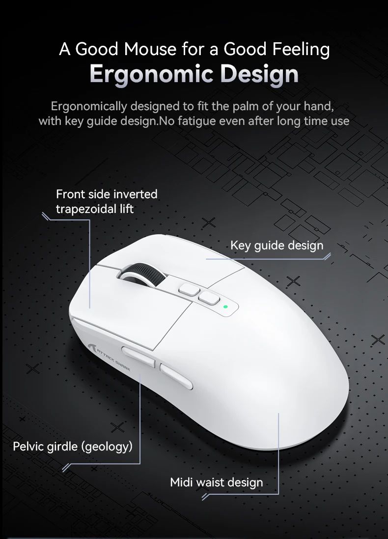Attack Shark X6 PAW3395 Bluetooth Mouse,2.4 Tri-Mode Connection, RGB Touch Magnetic Charging Base, Macro Gaming Mouse
