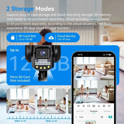 Câmera V380Pro 4G Câmera Sim GSM WIFI 12MP 6K Três Lentes Três Telas Monitor Visão Noturna Segurança PTZ Câmera de Videovigilância