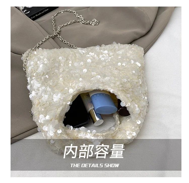 Exquisite Shining Sequins Square Women's Shoulder Bag Popularity Stylish Design Handbags High Quality Solid Sweet Crossbody Bags