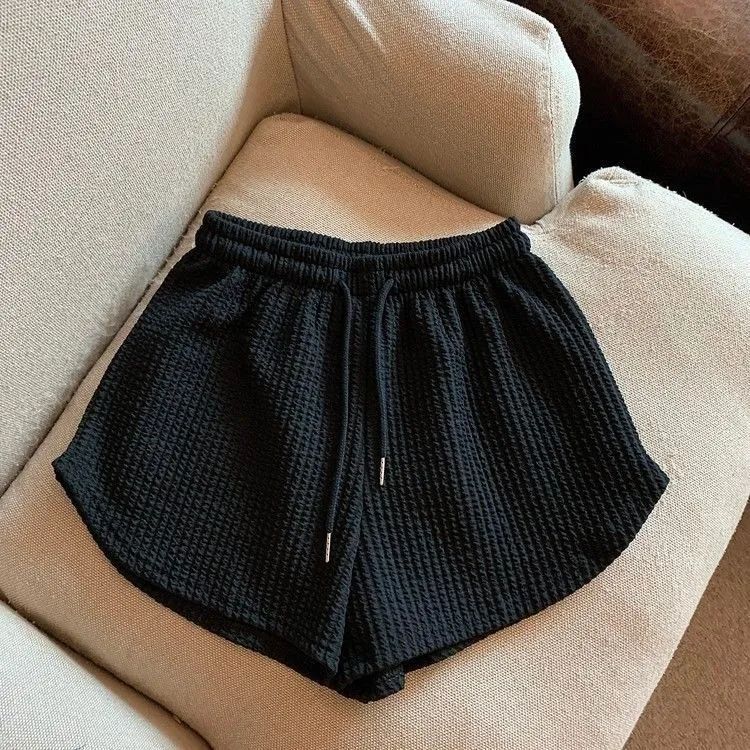 Women Shorts Summer High Elastic Lace Up Drawstring Wide Leg Sweat Short  Shorts for Women  Women Clothing  Womens Shorts