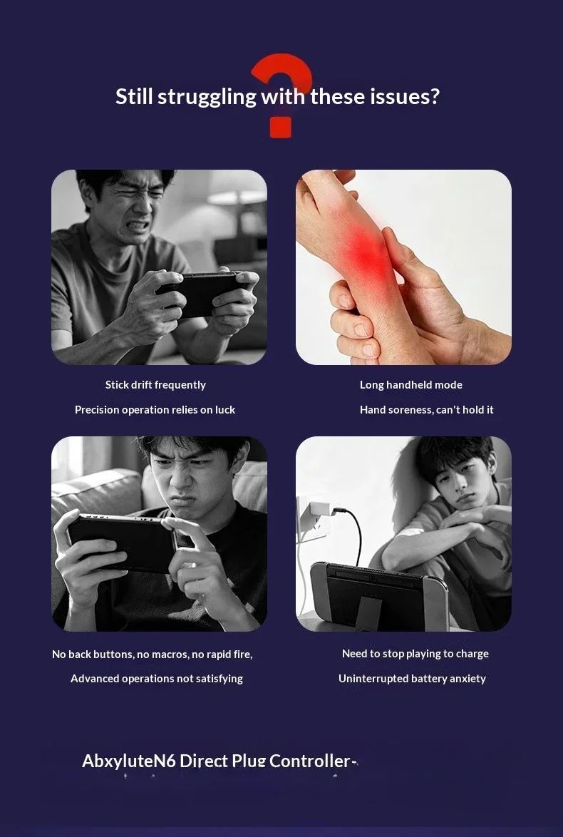 Abxylute N6 Deck-Style Controller For Switch 2 Hall Effect Joystick Native GL/GR Button Native HD Vibration Pro Handle NS2 Gifts