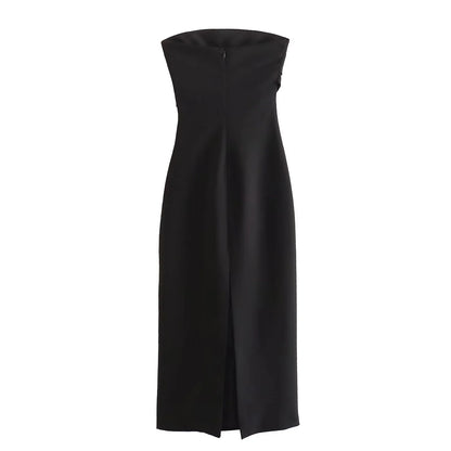 ASDS 2024 off shoulder black white long dress women bodycon beige midi dress wom