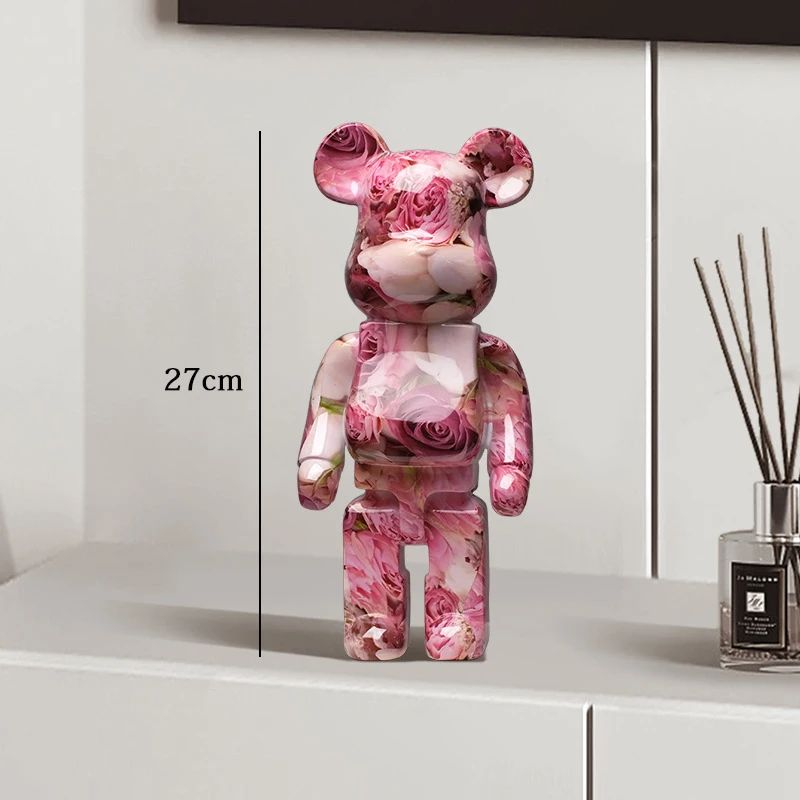 Estátua Urso Graffiti 27cm Bloco Tinta Urso Decoração Enfeites de Resina para Desktop Decoração de Casa Sala de Estar Urso Escultura de Chão Presentes