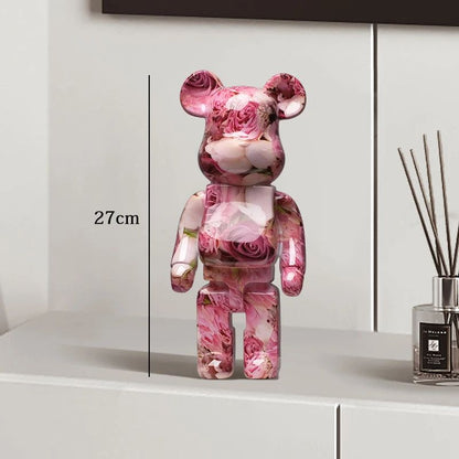 Estátua Urso Graffiti 27cm Bloco Tinta Urso Decoração Enfeites de Resina para Desktop Decoração de Casa Sala de Estar Urso Escultura de Chão Presentes