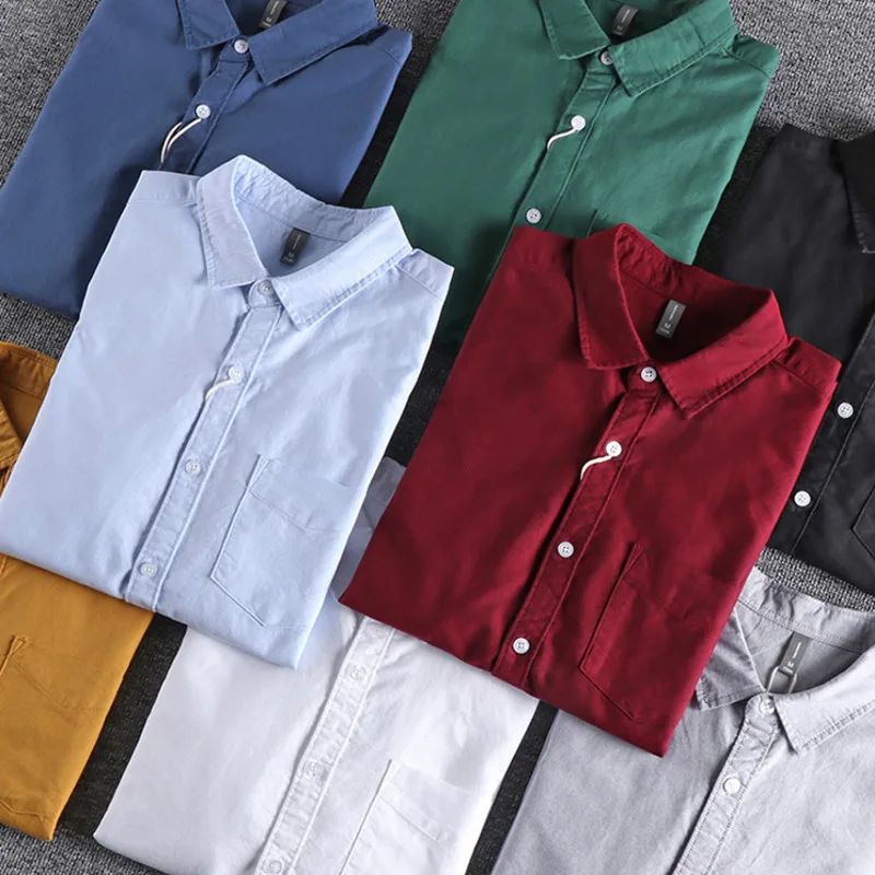 Basic Minimalist Men Shirt Jacket Pure Cotton Washed Oxford Military Light Casual Work Safari Style Shirts Mens Tops Shirt