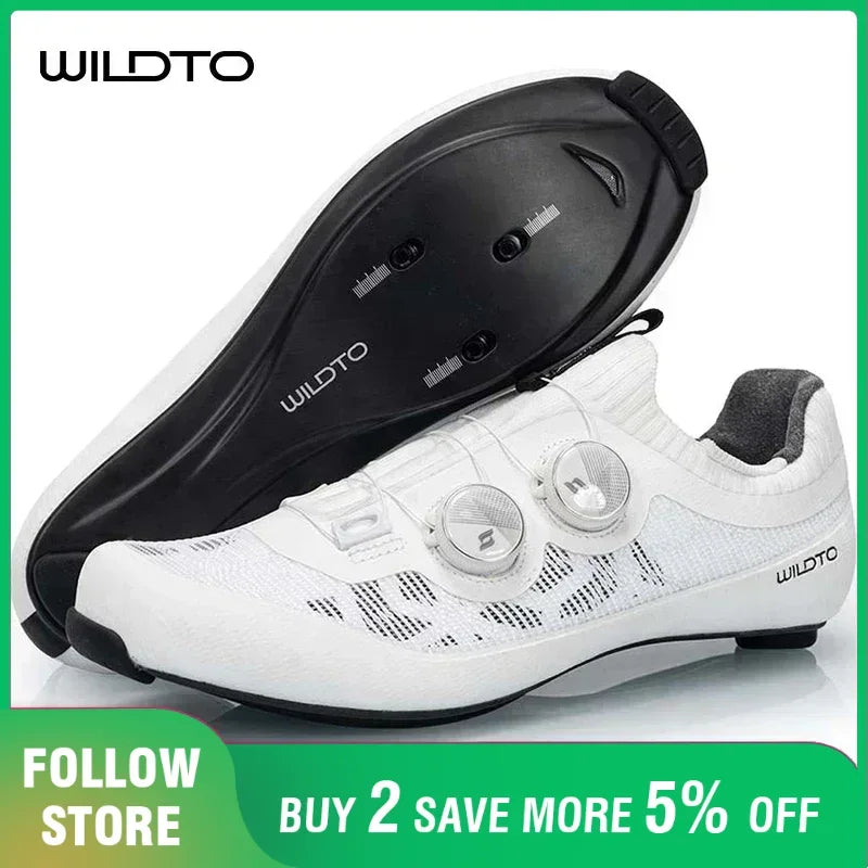 WILDTO Ultralight Cycling Shoes Men's Road Bike Shoes Hardness12 Carbon Fiber Professional Self-locking SPD Cleats Footwear