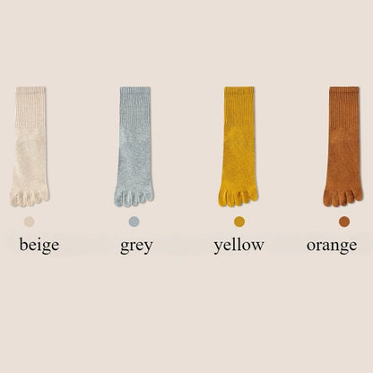 4 Pairs Women Toe Socks Five Finger Socks High Quality Cotton Autumn Spring Middle Tube Sports Socks with Separate Fingers