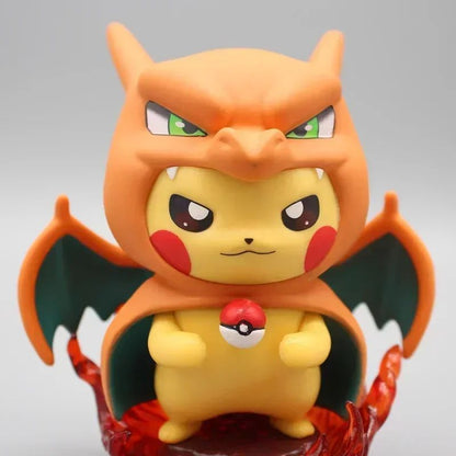 Conjunto de Bonecos Pokémon de 12cm - Pikachu Gengar Charizard Cosplay, Presente de Estátua Colecionável Fofo para Fãs de Anime
