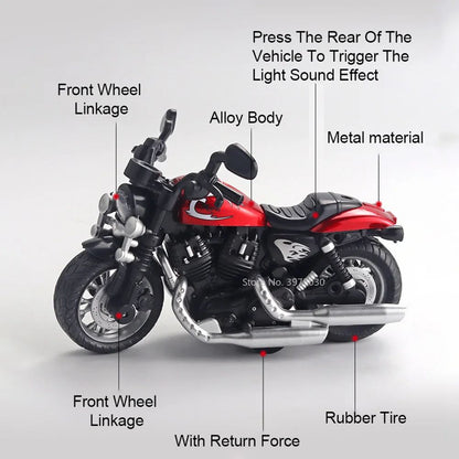 Modelo de Moto Kawasaki Escala 1:12 Miniatura em Liga Leve Brinquedo Carro Som Luz Pneus de Borracha Motocicletas Veículo Presente Perfeito para Meninos