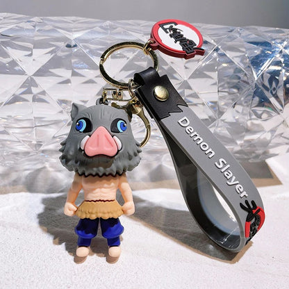 Demon Slayer keychains, anime doll car and motorcycle keychain accessories, cute character bag pendants, cartoon couple pendants