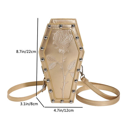 Women Fashion Shoulder Bag Large Capacity Coffin Shaped Casual Satchel Bag Adjustable Strap Spider Web PU Leather Chic Hobo Bag