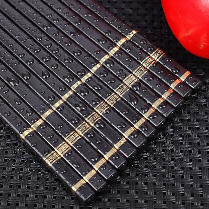Metal Alloy Chinese Chopstick Reusable Non-slip Sushi Food Chop Sticks Japanese Korean Chopsticks Kitchen Tableware Accessories